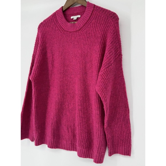 American Eagle Outfitters Knit Sweater S Hot Pink Fuzzy Soft Oversized Lagenlook - Picture 6 of 9